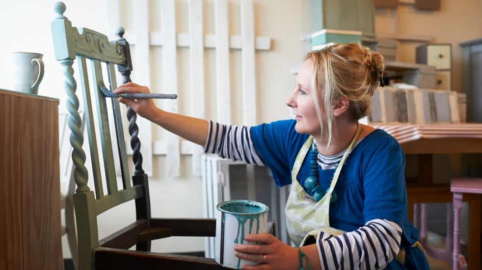 Free events July woman painting chair